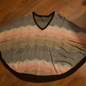 Chic Chevron V-Neck Poncho Top